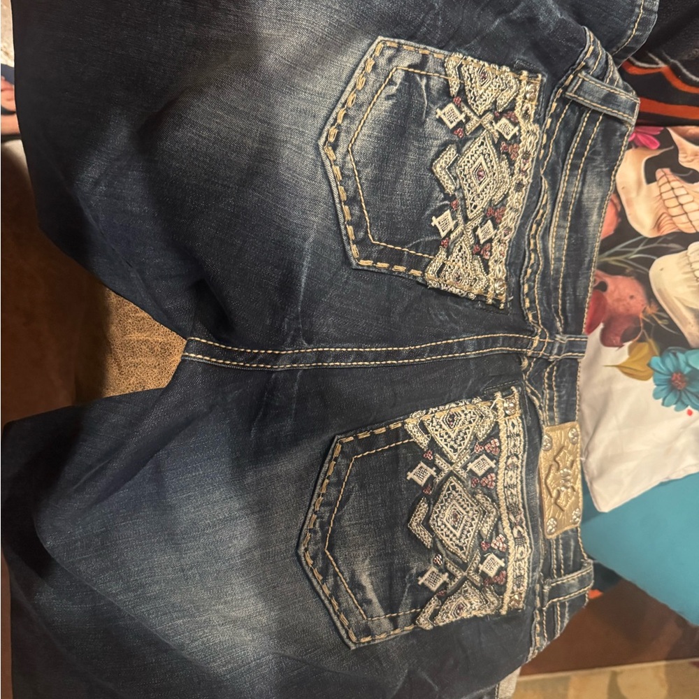 Miss Me Blue Jeans with Embroidered Details